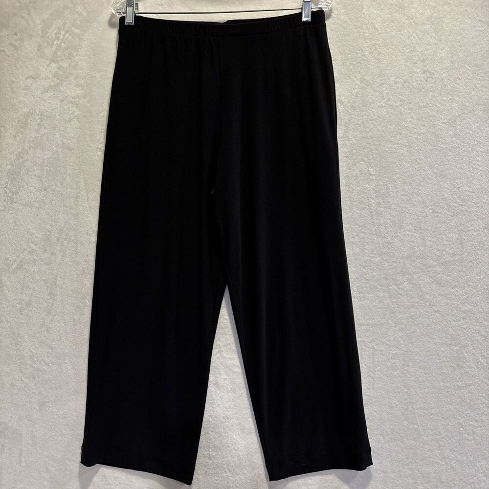 Planet by Lauren G Pants Womens 1 Black Pull On Elastic Waist Microfiber Stretch